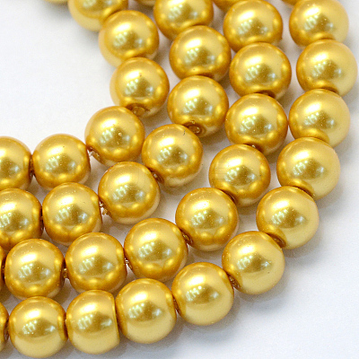 Baking Paint Pearlized Glass Pearl Round Bead Strands X-HY-Q003-4mm-31-1