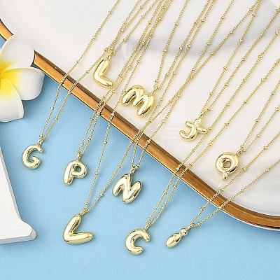 1Pc Initial Letter Brass Pendant Necklaces NJEW-YW0001-24A-1
