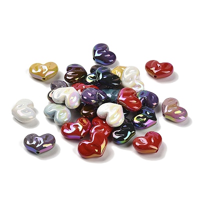 UV Plating Opaque Rainbow Iridescent Acrylic Beads SACR-R001-01A-1