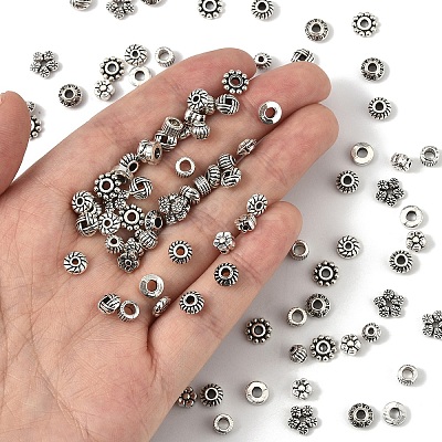 100Pcs 10 Style Tibetan Style Alloy Spacer Beads TIBE-YW0001-76-1