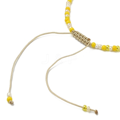 Natural Mixed Gemstone & Seed Braided Bead Bracelet BJEW-JB09613-1