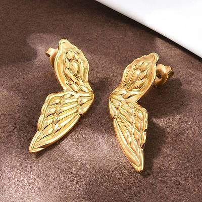 304 Stainless Steel Butterfly Wing Stud Earrings EJEW-I320-22G-01-1
