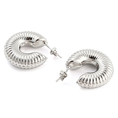 Rack Plating Brass Donut Stud Earrings EJEW-K245-34P-1