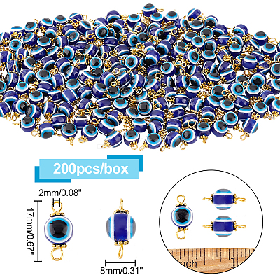 200Pcs Evil Eye Resin Beads Connector Charms RESI-HY0001-05-1
