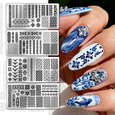 Stainless Steel DIY Nail Art Templates MRMJ-WH0098-062-1