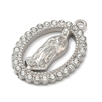 304 Stainless Steel & Rhinestone Pendants STAS-G371-09B-01P-1