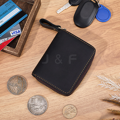 Rectangle Leather Credit Card Wallets for Women Men AJEW-WH20001-31C-1
