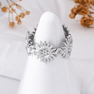 Sun 304 Stainless Steel Open Cuff Ring Components RJEW-F174-02P-1