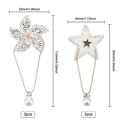 6Pcs 2 Style Star & Windmill Glitter Hotfix Rhinestone DIY-FG0002-26-1