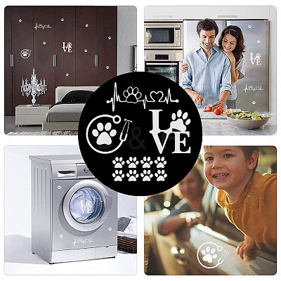 8 Sheets 4 Style Waterproof Heart & Bear Paw Pattern PET Car Decals Stickers STIC-GF0001-03B-1