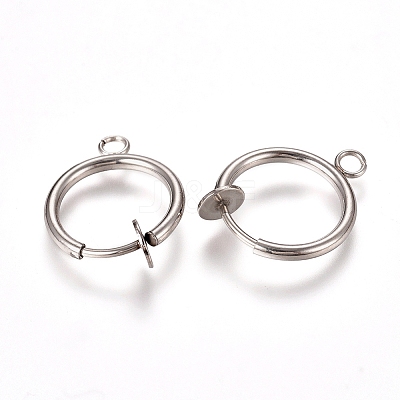 Tarnish Resistant 304 Stainless Steel Clip-on Earring Findings X-STAS-L238-025P-1