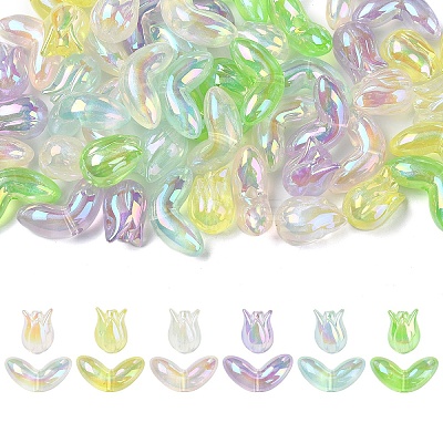 20Pcs 2 Styles UV Plating Transparent Acrylic Beads SACR-YW0001-72A-1