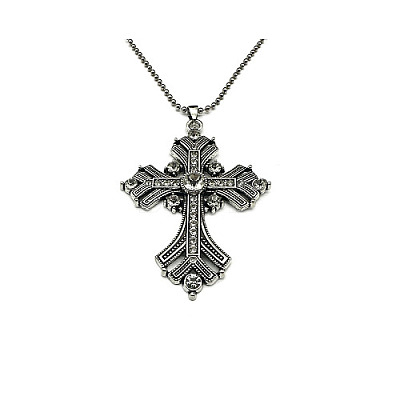 Cross Rhinestone Pendant Necklaces FK0815-10-1