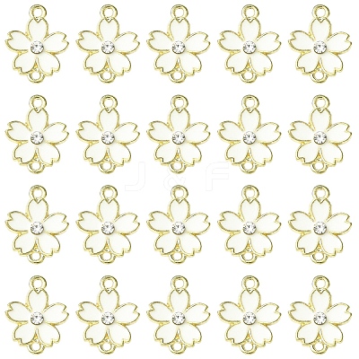 20Pcs Alloy Enamel 5-Petal Flower Connector Charms FIND-YW0009-33G-1