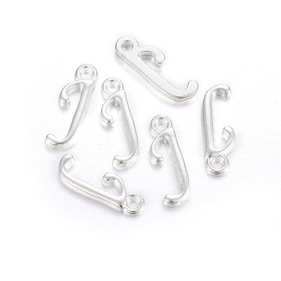 Silver Color Plated Alloy Letter Pendants X-PALLOY-J718-01S-J-1