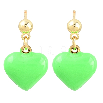Valentine's Day Heart Brass Enamel Dangle Stud Earrings EJEW-Z164-19G-04-1