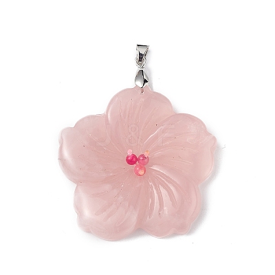 Natural Rose Quartz Big Pendants G-B040-01P-11-1