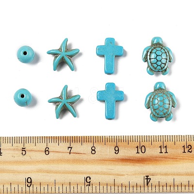 130Pcs 5 Styles Synthetic Turquoise Beads TURQ-FP0001-02-1