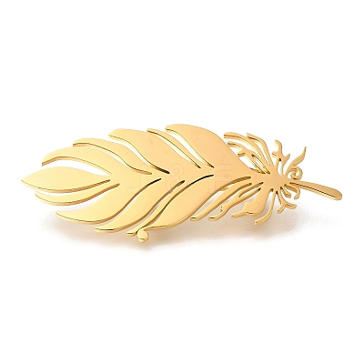 Feather 201 Stainless Steel Brooch for Women STAS-B076-08P-02-1