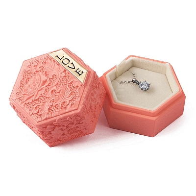 Embossed Hexagon Plastic Pendant Necklace Storage Boxes CON-P020-B02-1