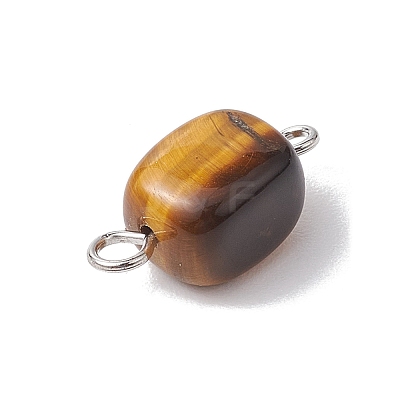 Natural Mixed Gemstone Cuboid Connector Charms PALLOY-JF02788-02-1