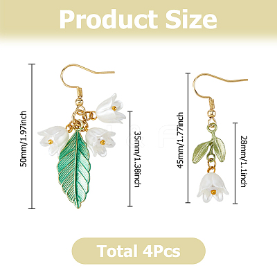 2 Pairs 2 Styles Alloy Enamel Dangle Earrings EJEW-HS00006-1
