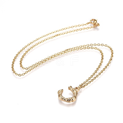 304 Stainless Steel Initial Pendant Necklaces NJEW-I108-12G-1