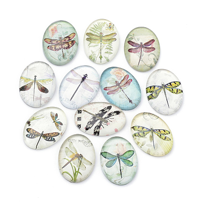 Flatback Glass Cabochons X-GGLA-S034-25x18-007-1