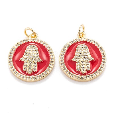 Real 18K Gold Plated Brass Micro Pave Clear Cubic Zirconia Pendants ZIRC-M114-50G-02-1