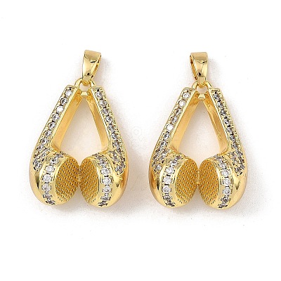 Brass Micro Pave Clear Cubic Zirconia Pendants CU-L277-12G-1
