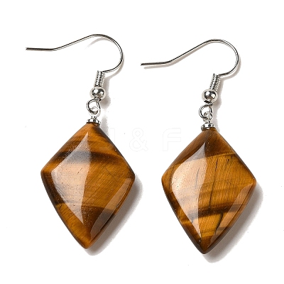 Natural Mixed Gemstone Rhombus Dangle Earrings EJEW-E296-04P-1