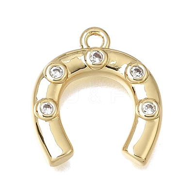 Brass Micro Pave Clear Cubic Zirconia Charms KK-K427-18G-02-1