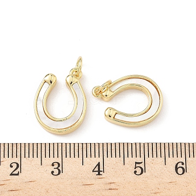 Brass Pave Natural White Shell Pendants X-KK-B141-09G-1