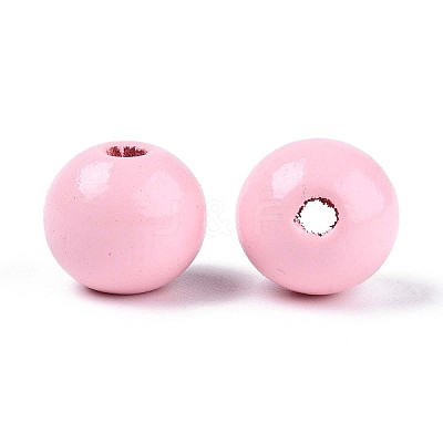 Spray Painted Round Natural Schima Wood Beads WOOD-A018-14mm-05-1