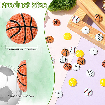 60Pcs 6 Styles Sport Opaque Resin Cabochons RESI-CJ0004-95-1