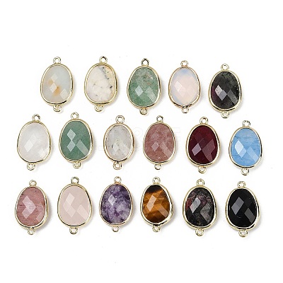 Natural & Synthetic Mixed Gemstone Faceted Connector Charms G-K347-11G-1