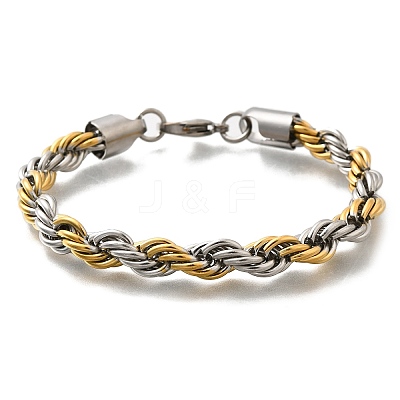 304 Stainless Steel Rope Chain Bracelets for Women BJEW-C091-03A-GP-1