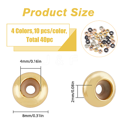 40Pcs 4 Colors Brass Beads KK-FH0006-49A-1