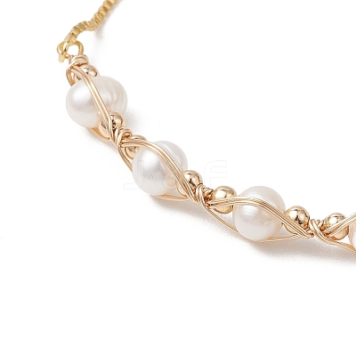 Natural Cultured Freshwater Pearl Beads Slider Bracelets BJEW-JB13345-02-1