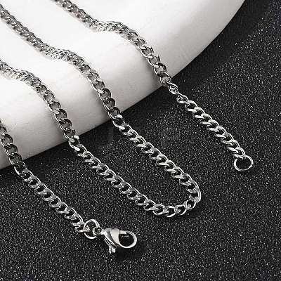 Non-Tarnish 304 Stainless Steel Curb Chain Necklaces LS-NJEW-H492-01P-1