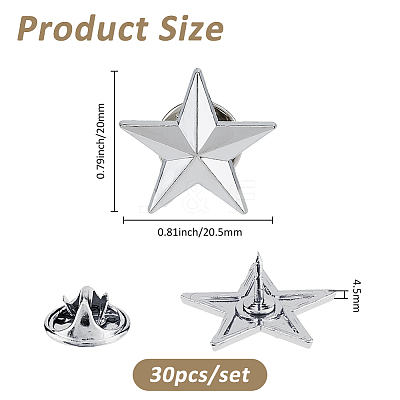 30Pcs Zinc Alloy Star Brooches FIND-FH0011-52P-1