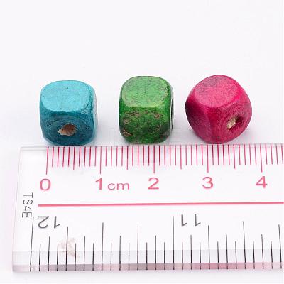 Mixed Lead Free Cube Natural Wood Beads X-YTB027-1