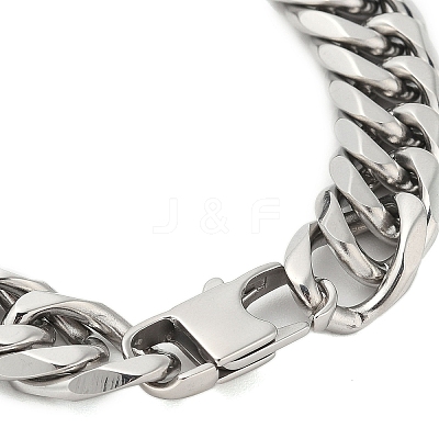 Non-Tarnish 304 Stainless Steel Cuban Link Chain Bracelets for Men BJEW-B093-03P-1