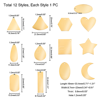 304 Stainless Steel Pendants STAS-UN0016-19G-1