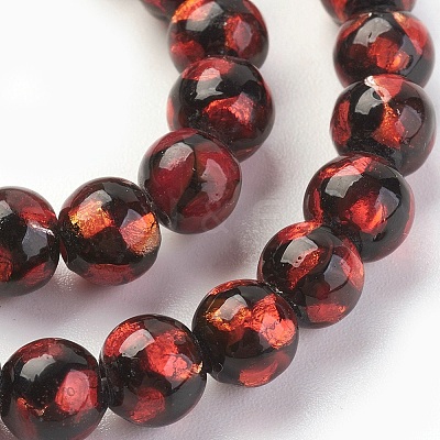 Handmade Silver Foil Glass Lampwork Beads LAMP-P051-G07-8MM-1