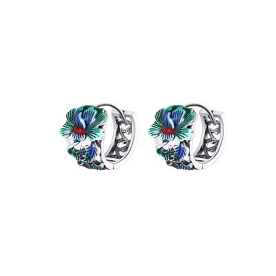 Flower Brass Enamel Hoop Earrings FS-WG4316D-01-1