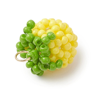 Glass Seed Beaded Tomato Pendants PALLOY-MZ01081-03-1