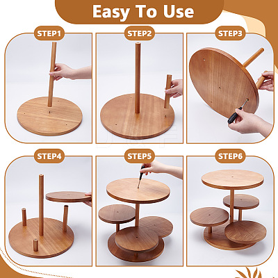 4-Tier Wooden Round Tiered Display Riser Stands for Jewelry ODIS-WH0086-168-1