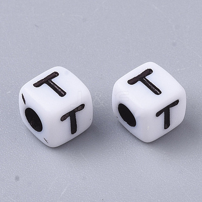 White Opaque Acrylic Beads MACR-R869-02T-1