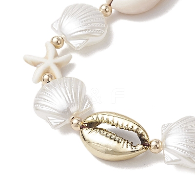 Natural Mixed Cowrie Shell Bead Braided Bead Bracelets BJEW-JB11862-01-1